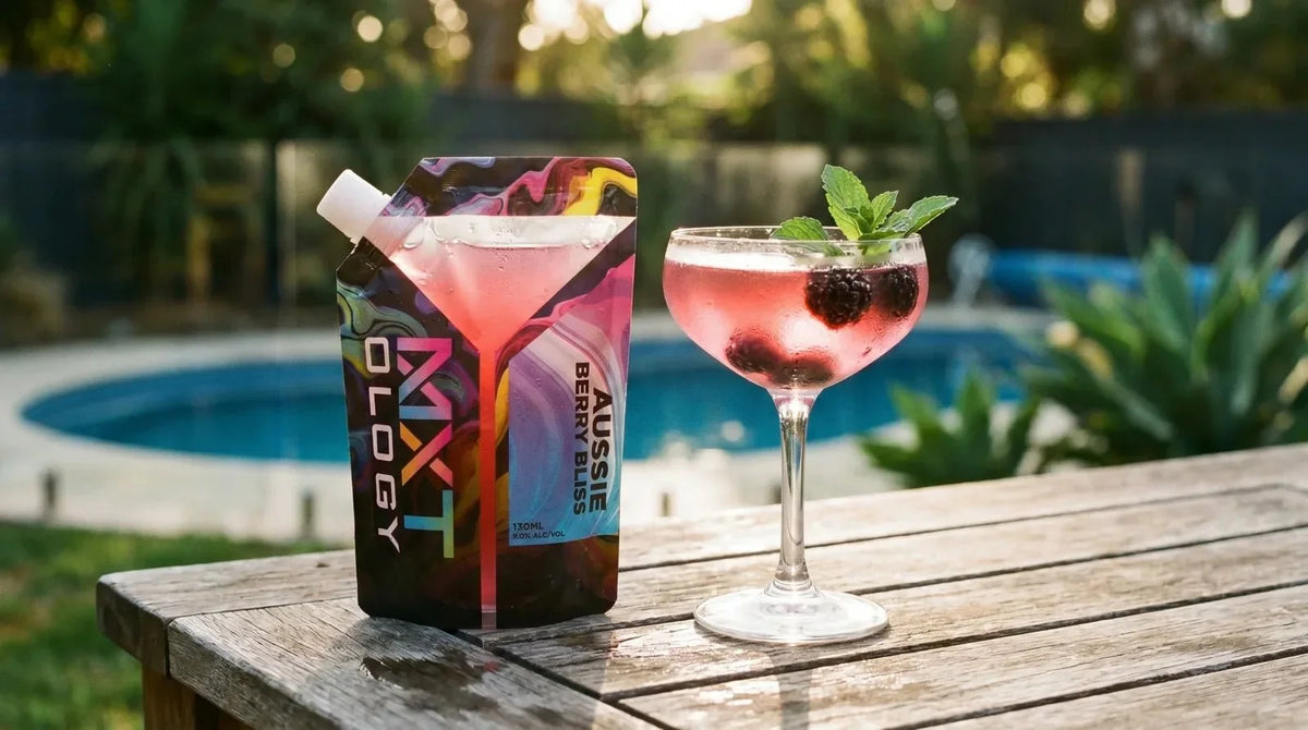 Aussie Berry Bliss cocktail pouch by MXTOLOGY