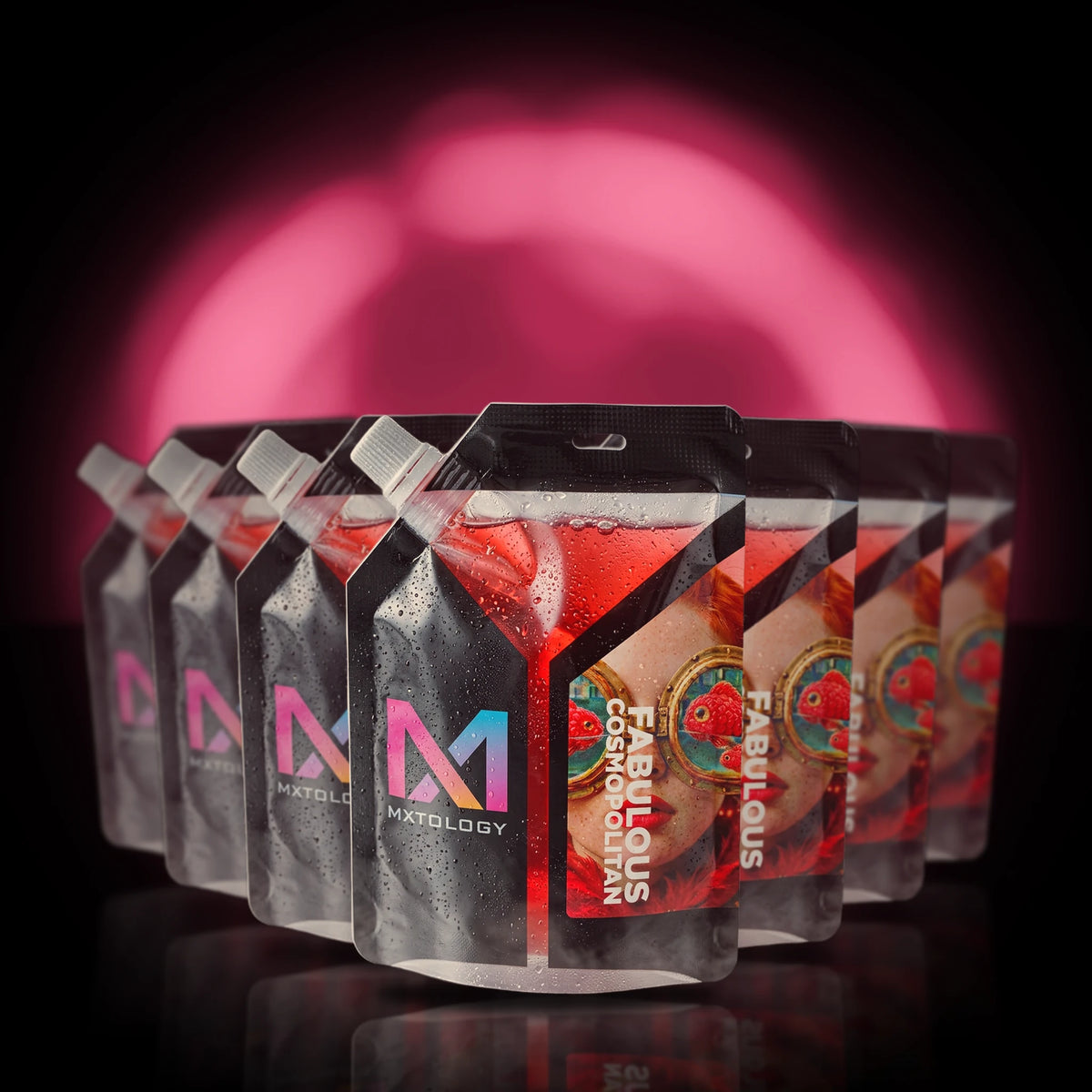 MXTOLOGY Fabulous Cosmopolitan 10-pack stacked under neon light