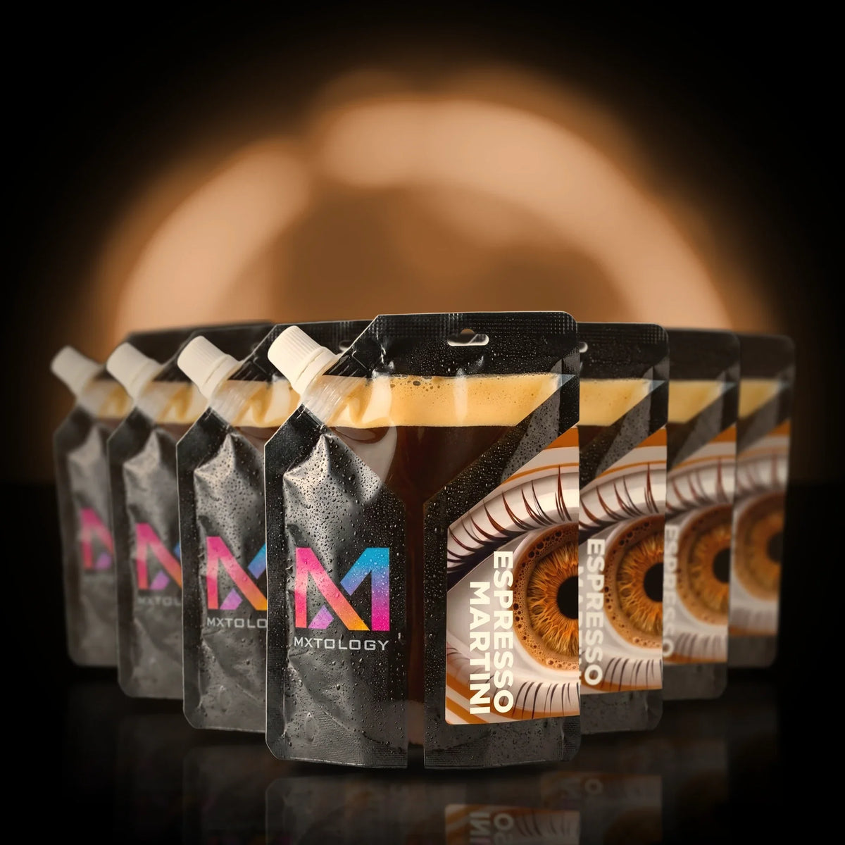MXTOLOGY Espresso Martini 10-pack stacked under neon light